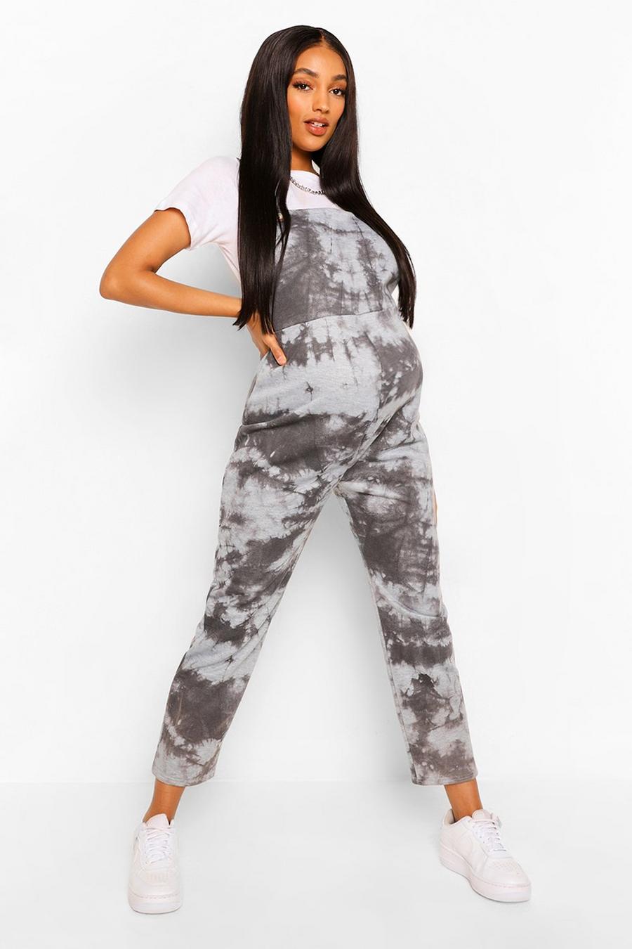 Charcoal Maternity Tie Dye Loopback Overall image number 1