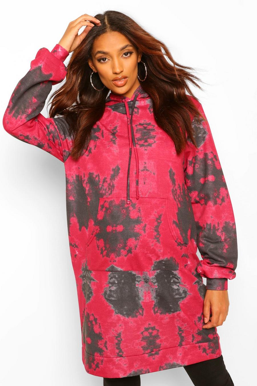 Wine Maternity Oversized Tie Dye Hoody image number 1