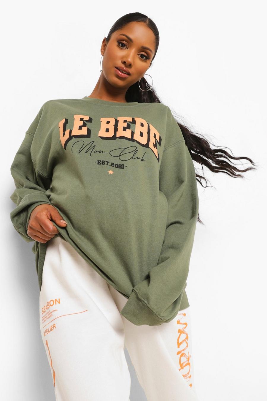 Khaki Mammakläder - "Le Bebe" Sweatshirt med tryck image number 1