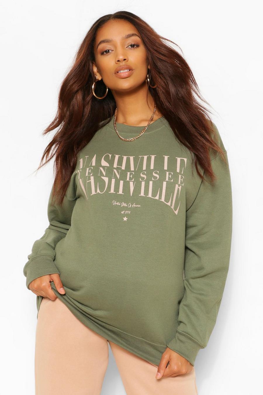 Khaki Mammakläder Nashville Sweatshirt med slogan image number 1