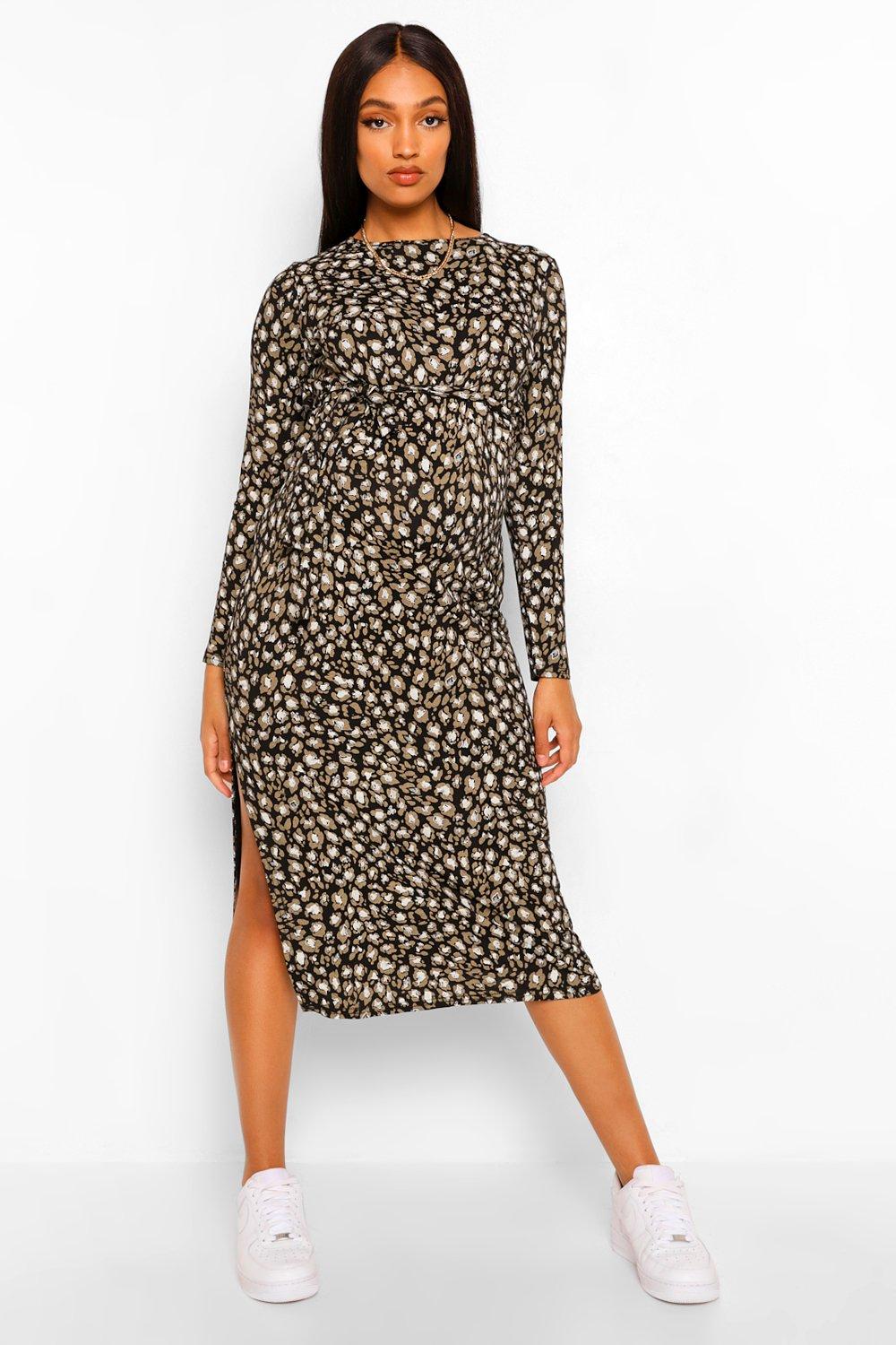 leopard split dress