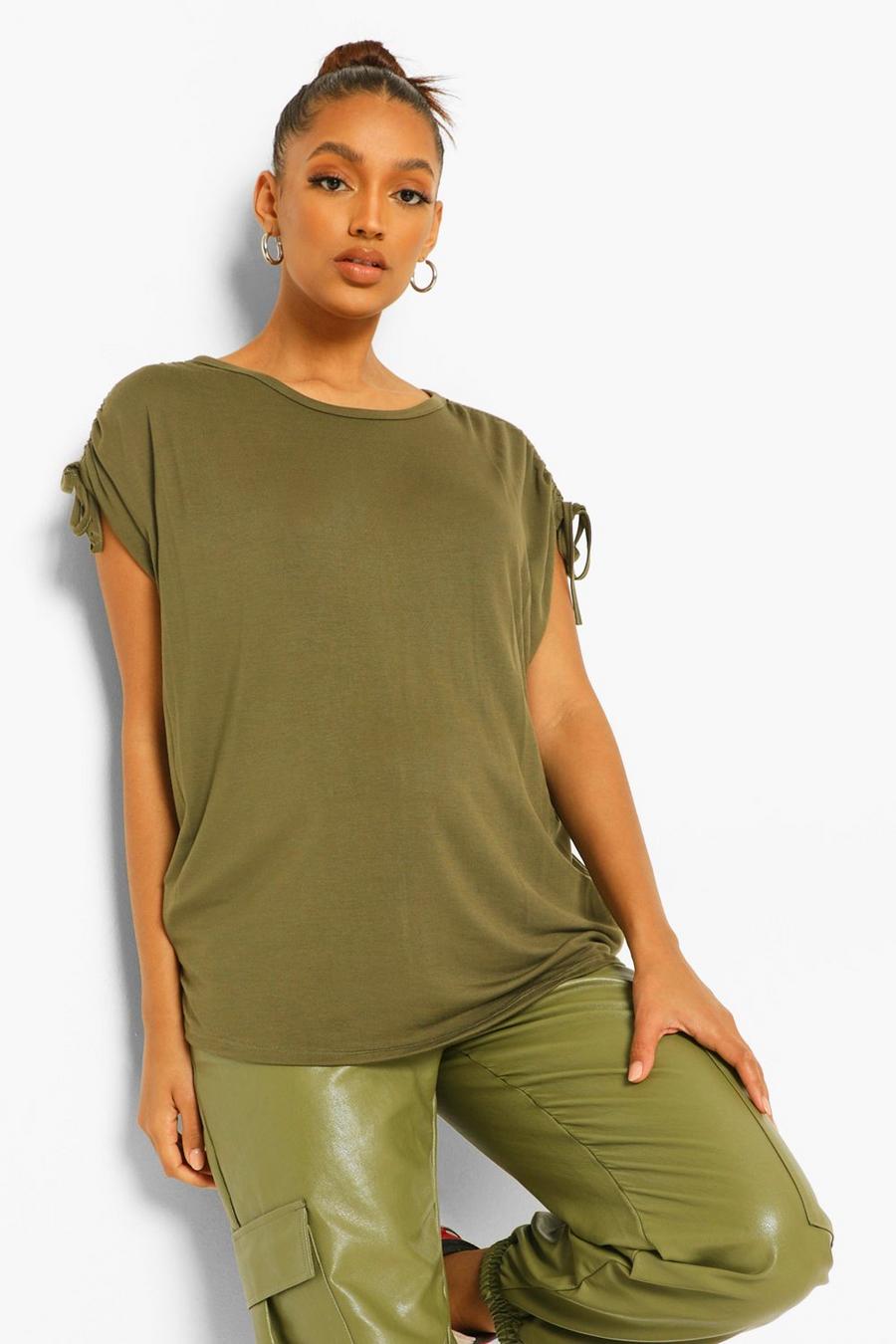 Maternité - T-shirt ample à manches plissées, Khaki image number 1