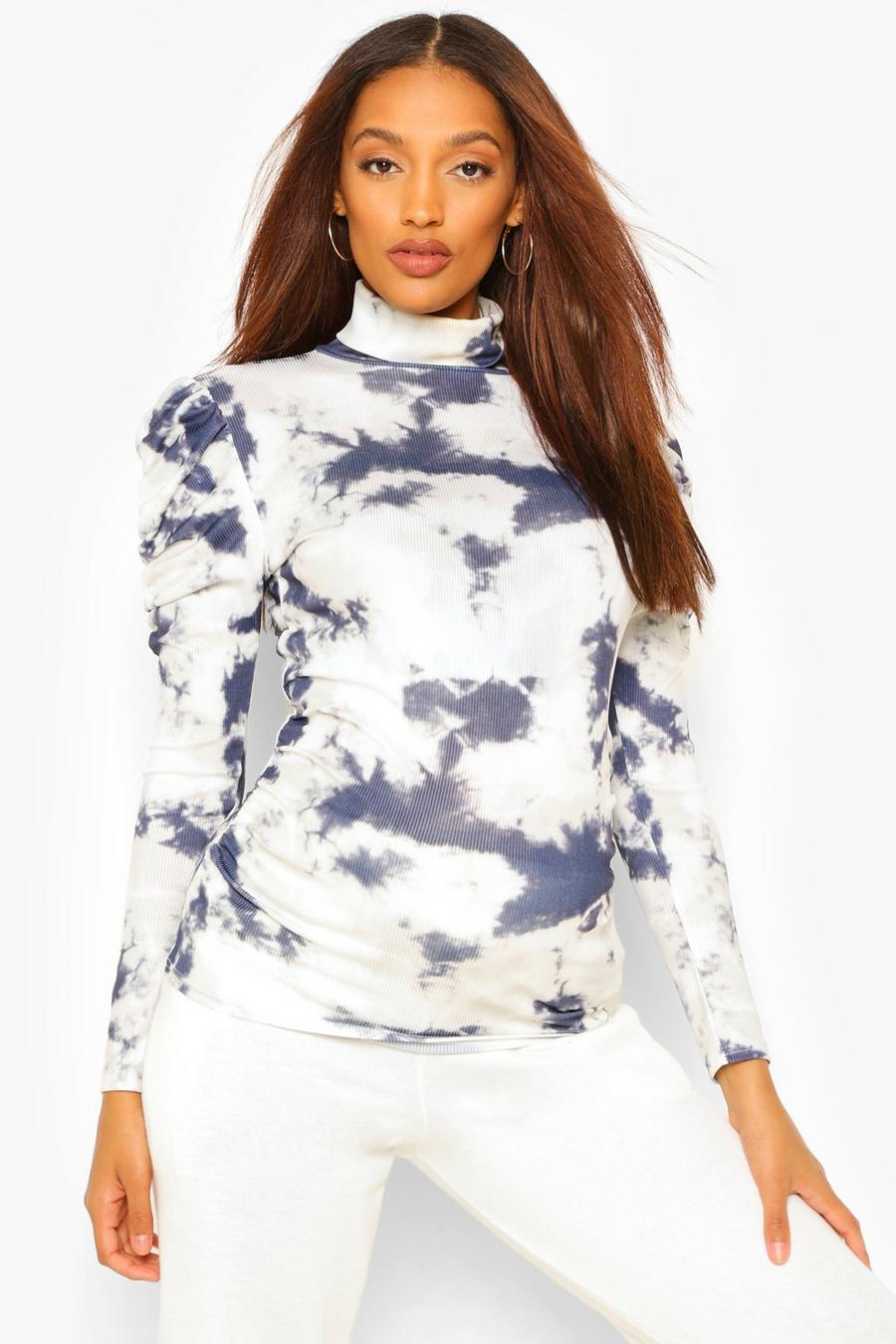 Maternity Rib Roll Neck Tie Dye Top image number 1