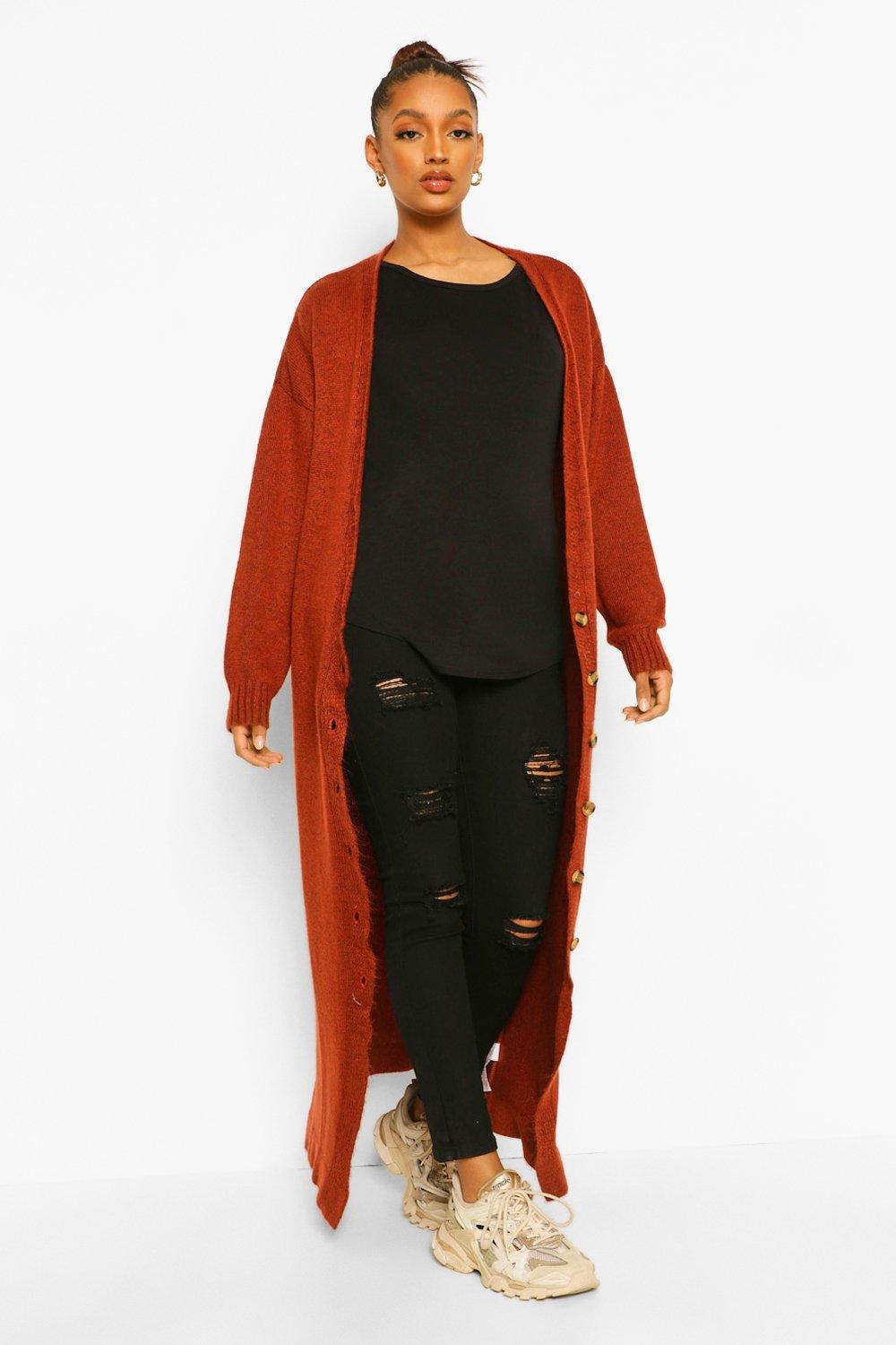 red maxi cardigan