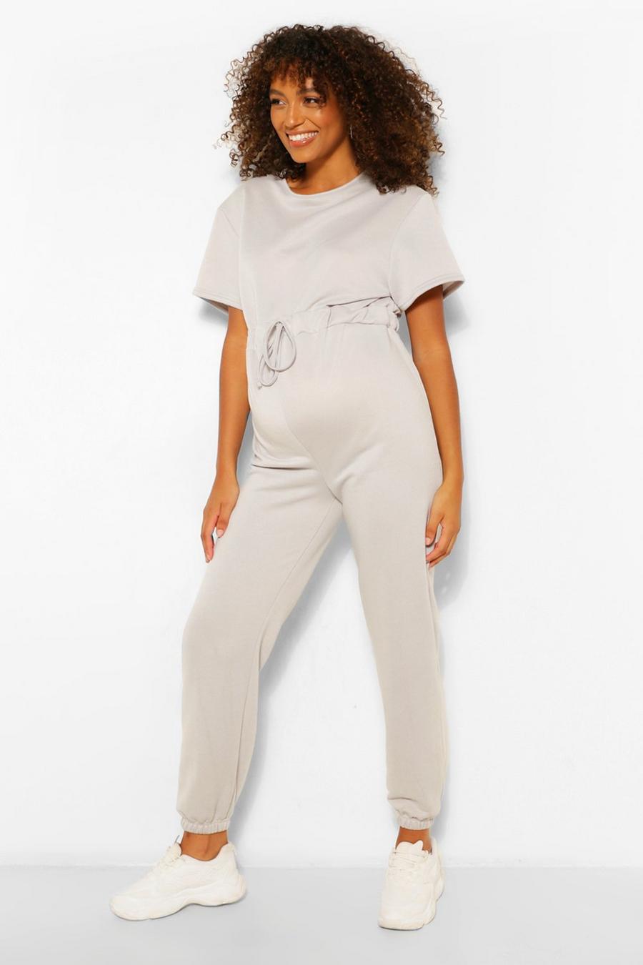 Grey Maternity Jogger Jumpsuit image number 1