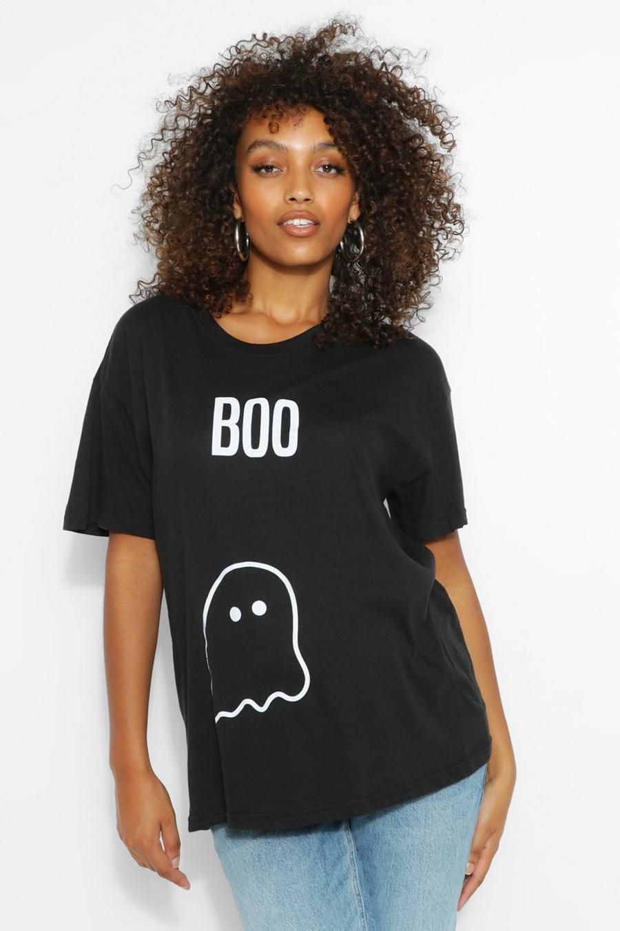 שחור טישרט להיריון עם כיתוב "Boo" image number 1