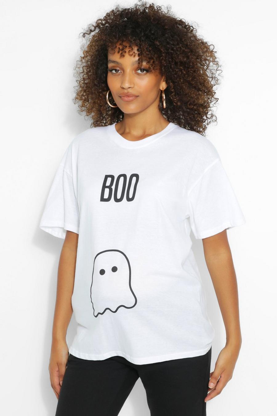לבן טישרט להיריון עם כיתוב "Boo" image number 1