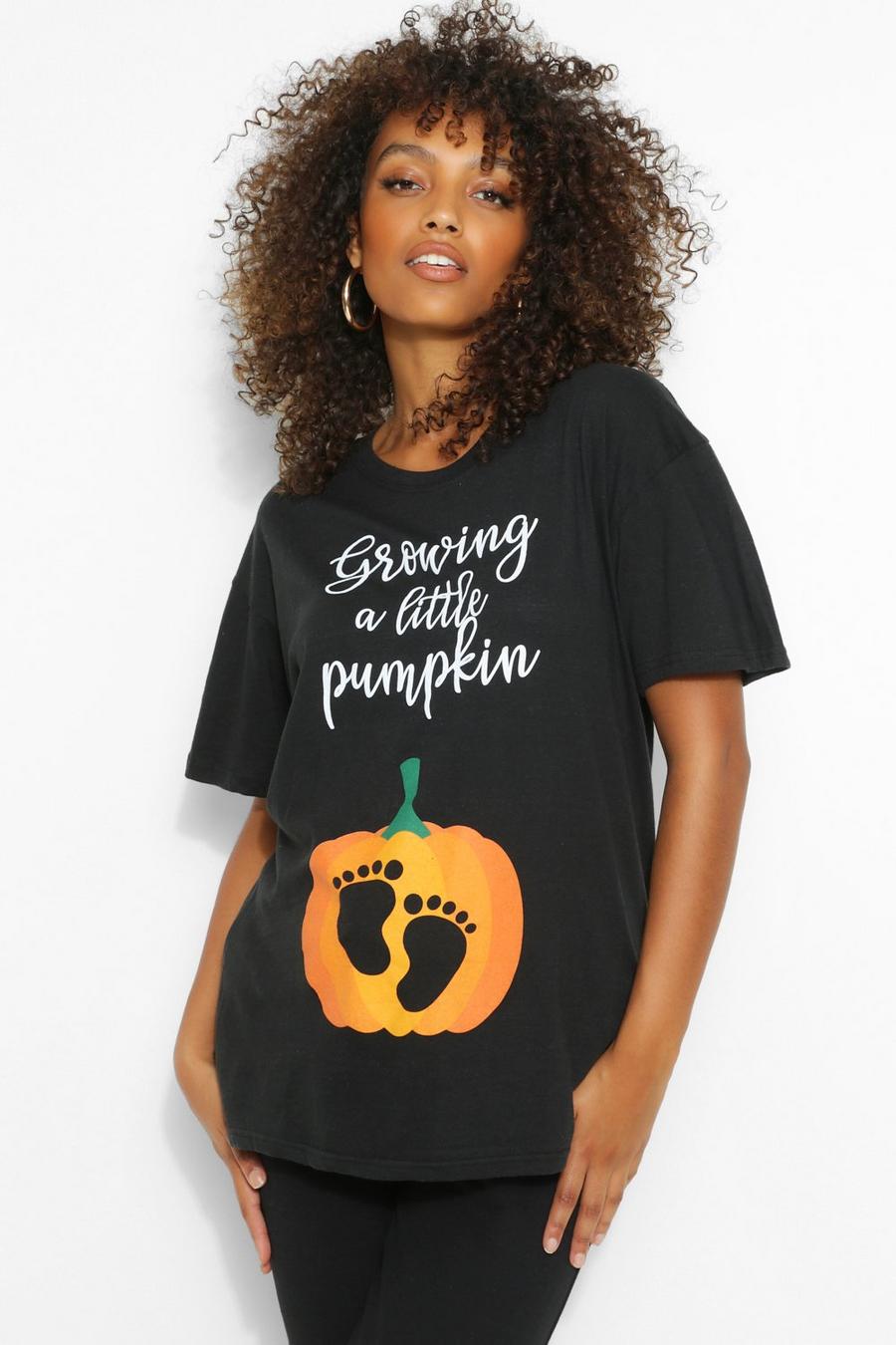 טישרט עם כיתוב "Growing A Little Pumpkin", בגדי היריון image number 1