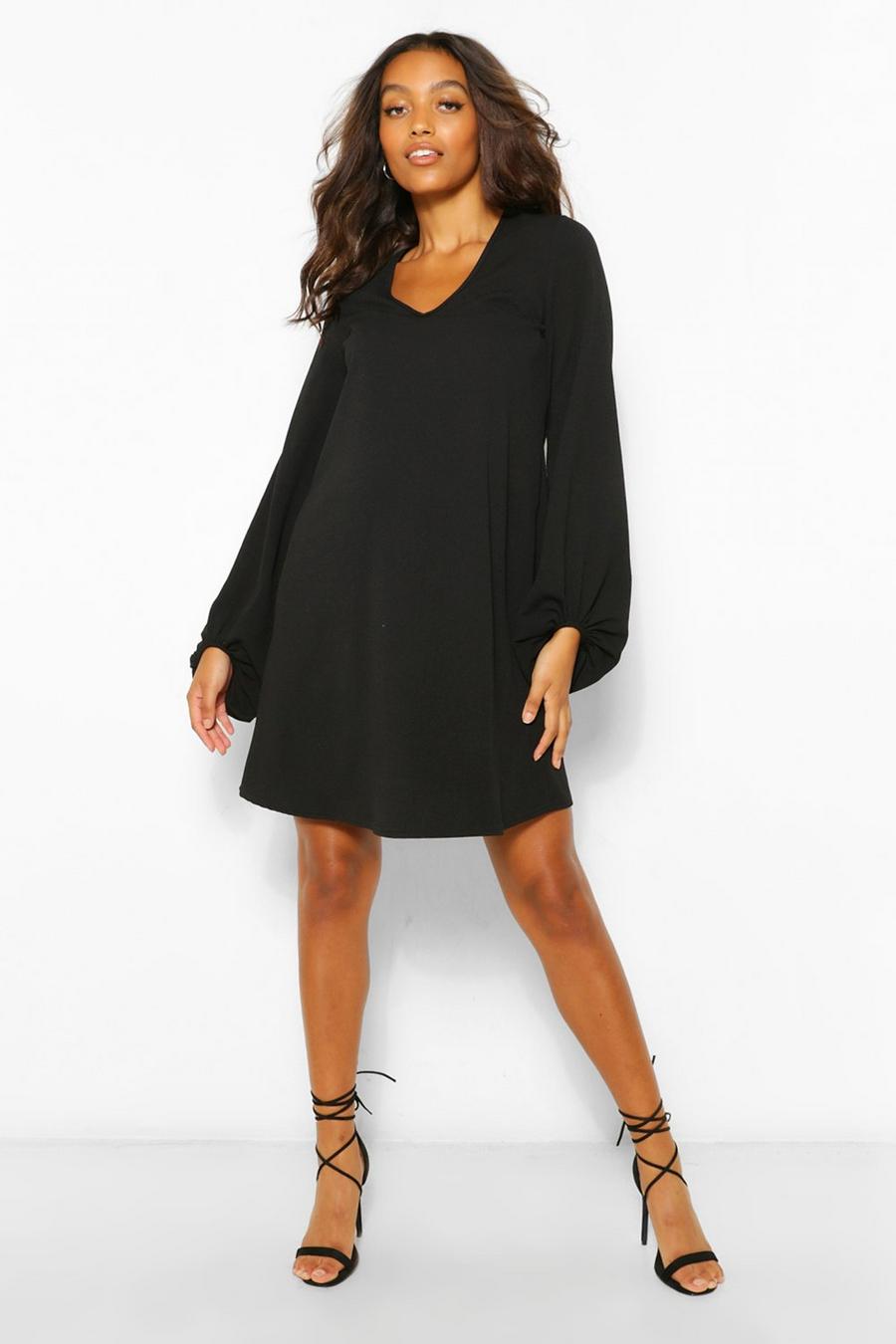 שחור שמלת חולצה עם שרוולי וילון בגדי היריון image number 1