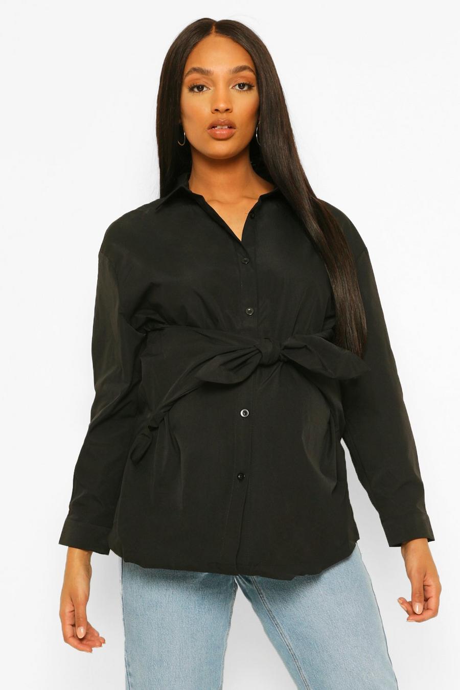 Black Mammakläder - Oversize bomullsskjorta med knytdetalj image number 1