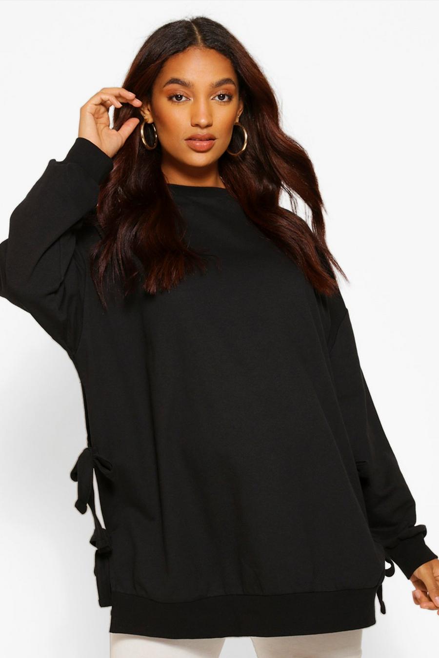Black Mammakläder - Sweatshirt i amningsmodell med knytdetaljer image number 1