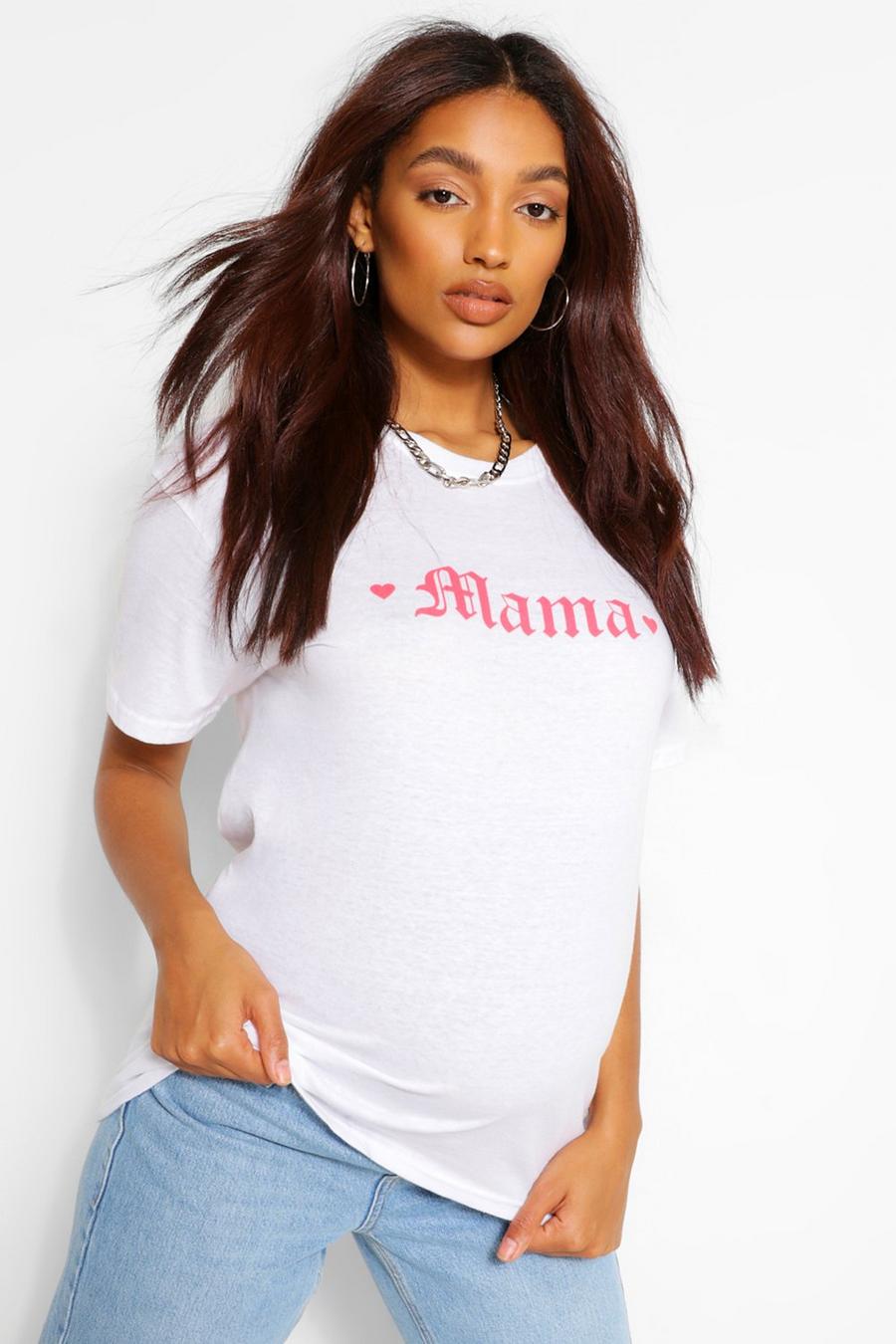 Mammakläder - "Mama" T-shirt med slogan och hjärtan image number 1