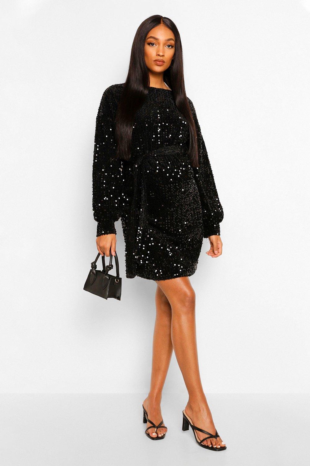 Long sleeve sequin maternity dress best sale