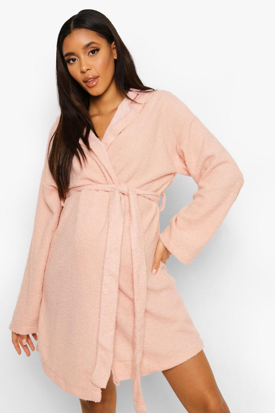 Pale pink Maternity Momma Bear Embroidered Dressing Gown image number 1