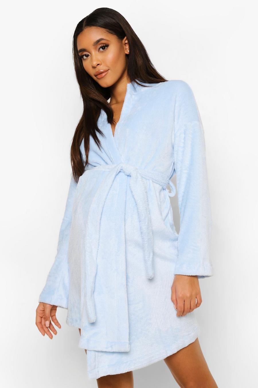 Pale blue Maternity Mummy Embroidered Soft Robe image number 1