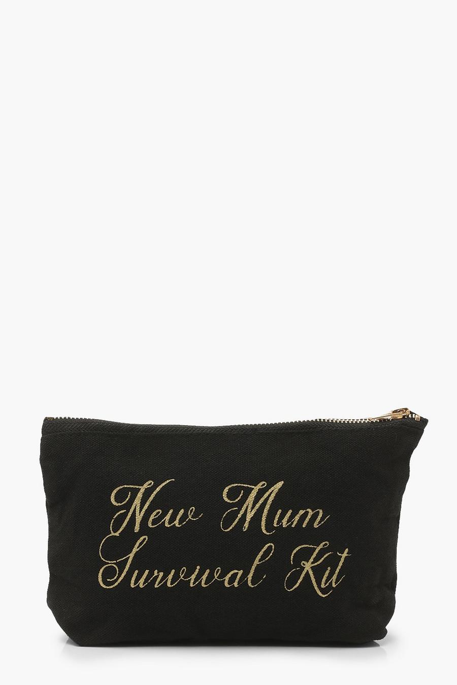 Beutel mit „New Mum Survival Kit“-Slogan, Schwarz image number 1