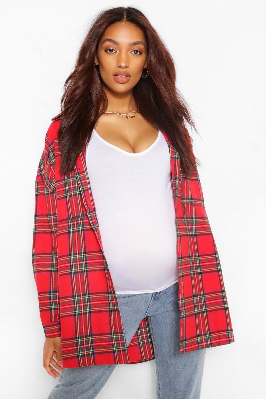 Maternity Brushed Oversized Flannel Shirt image number 1