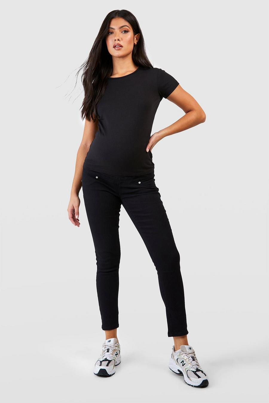 Black Maternity Skinny Jeans image number 1