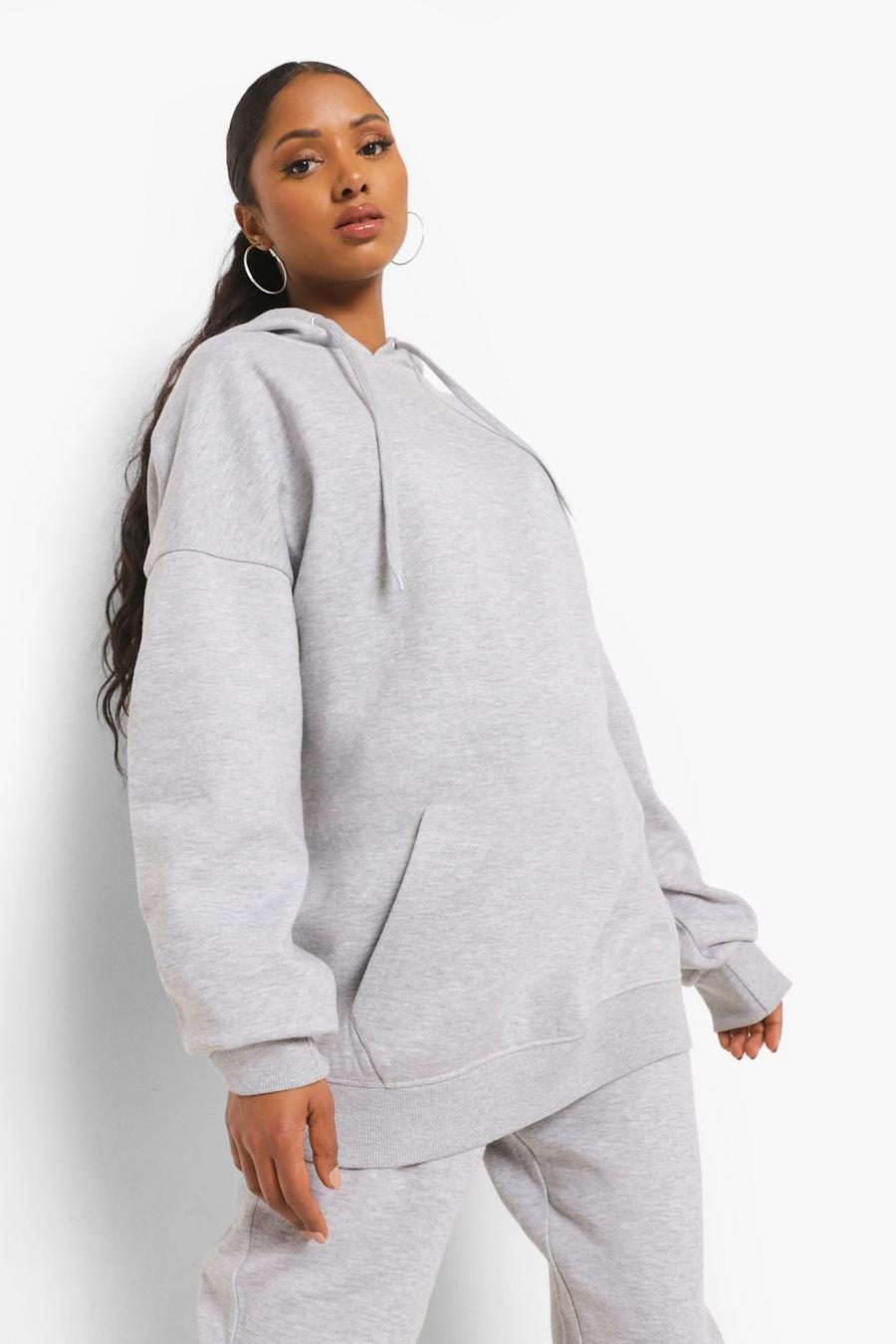 Grey marl Mammakläder Oversize hoodie med känguruficka image number 1