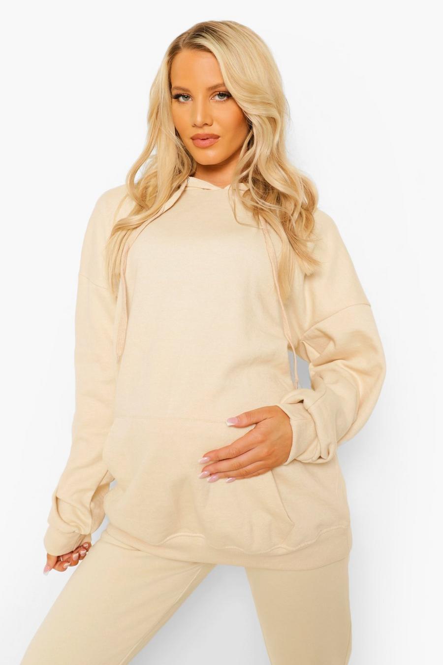 Stone Maternity Oversized Pocket Front Hoodie image number 1