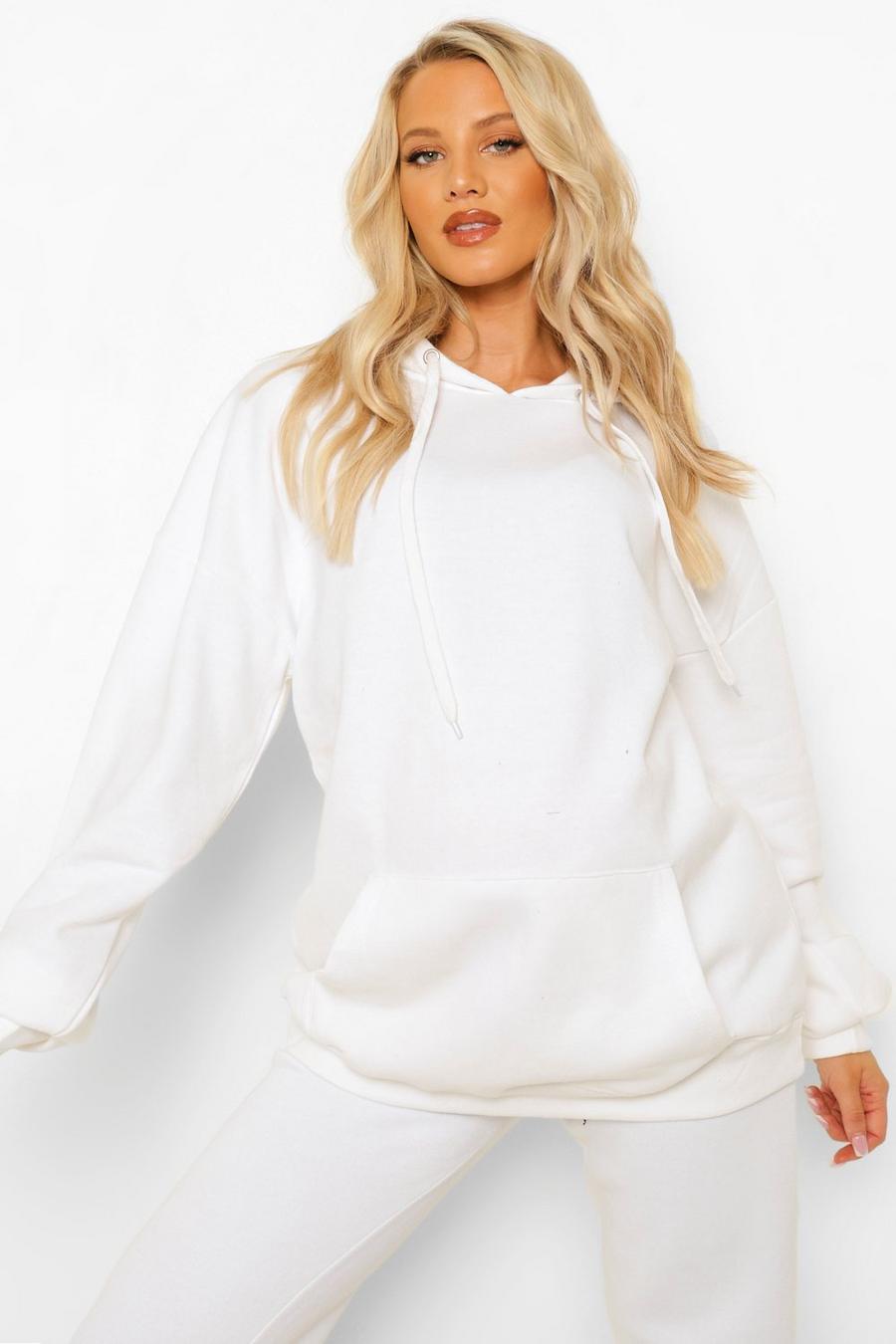 White Maternity Oversized Pocket Front Hoodie image number 1