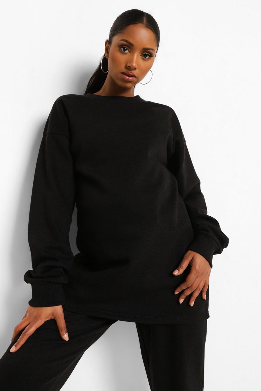 Umstandsmode Oversize Rundhals-Sweatshirt, Schwarz black image number 1