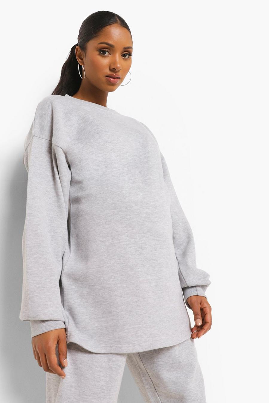 Umstandsmode Oversize Rundhals-Sweatshirt, Grau meliert gris