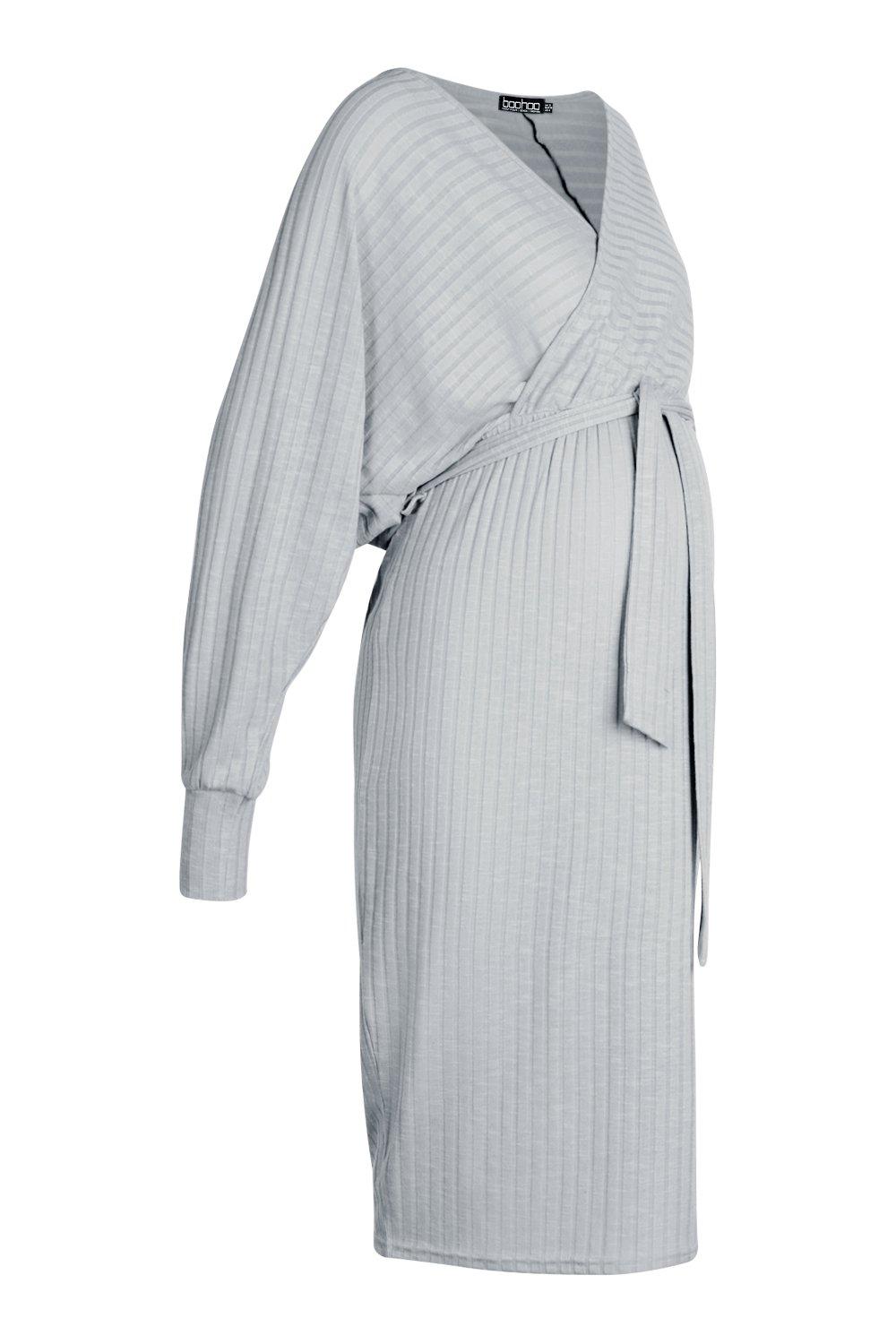Maternity Knitted Rib Wrap Jumper Dress | boohoo