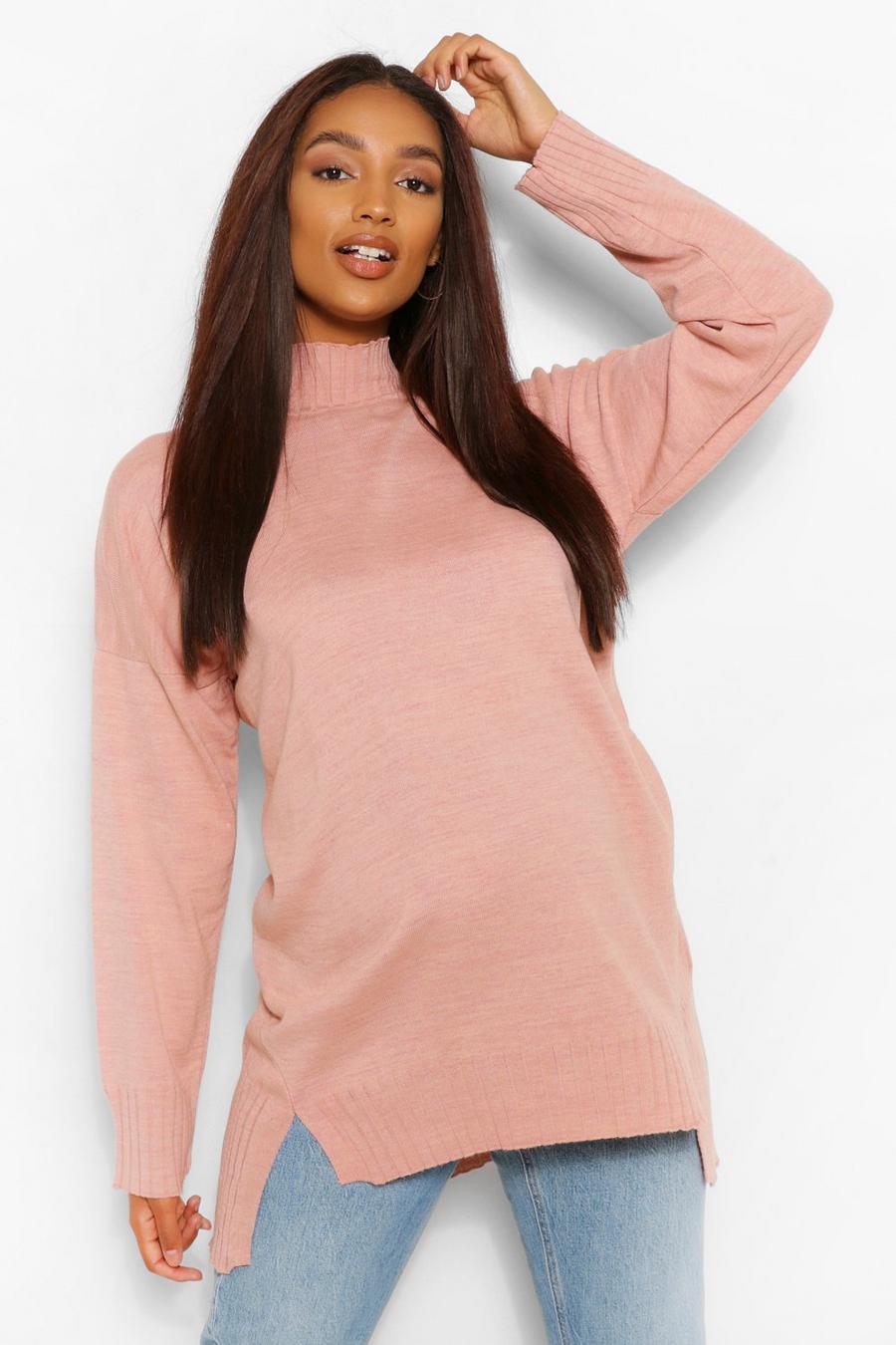 Dusky pink Maternity Side Split Knitted Sweater image number 1