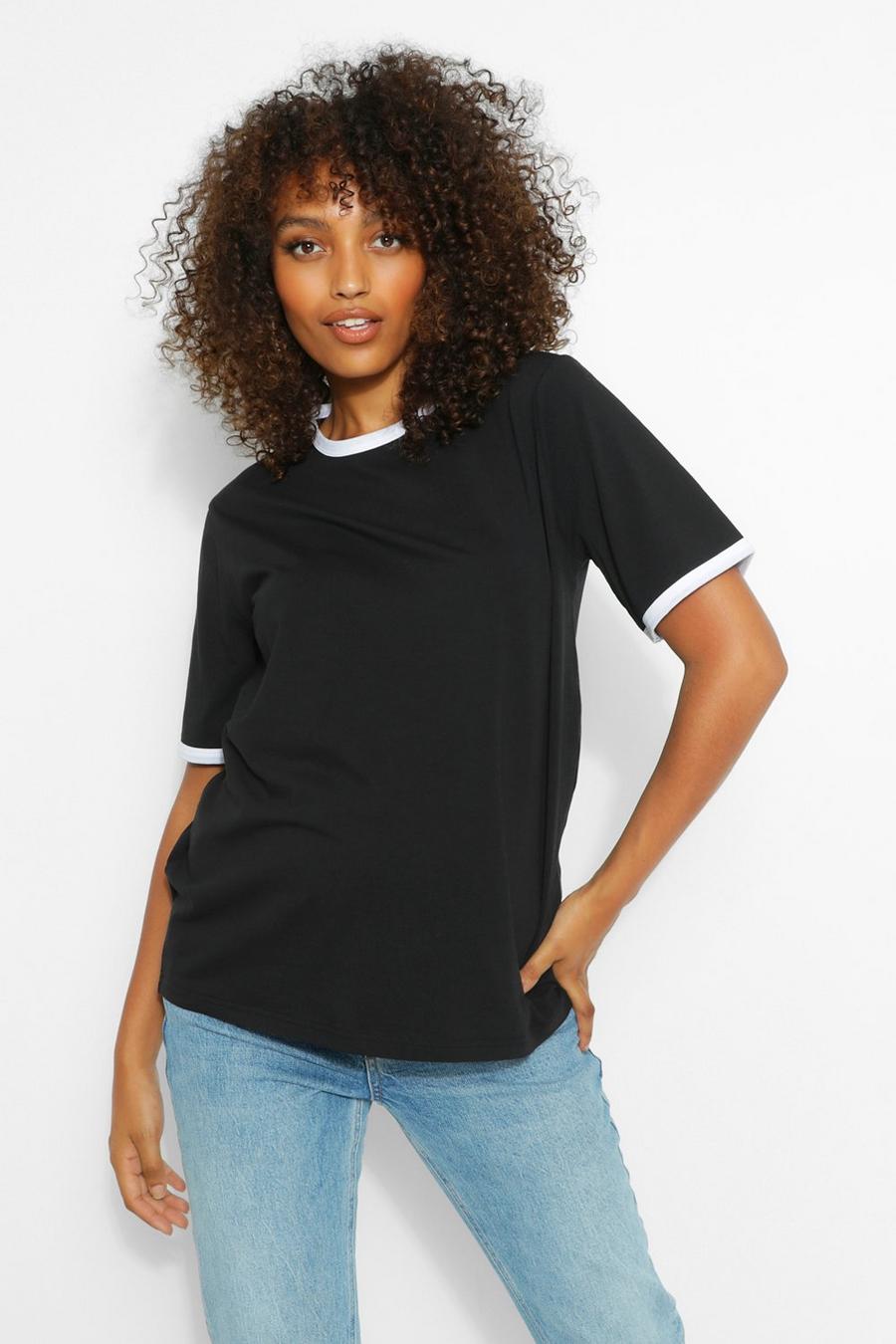 Black Maternity Ringer T-Shirt image number 1