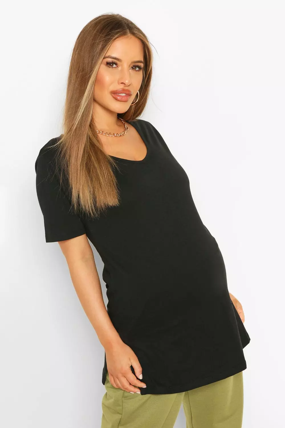 Boohoo Maternity Side Split T-shirt in White