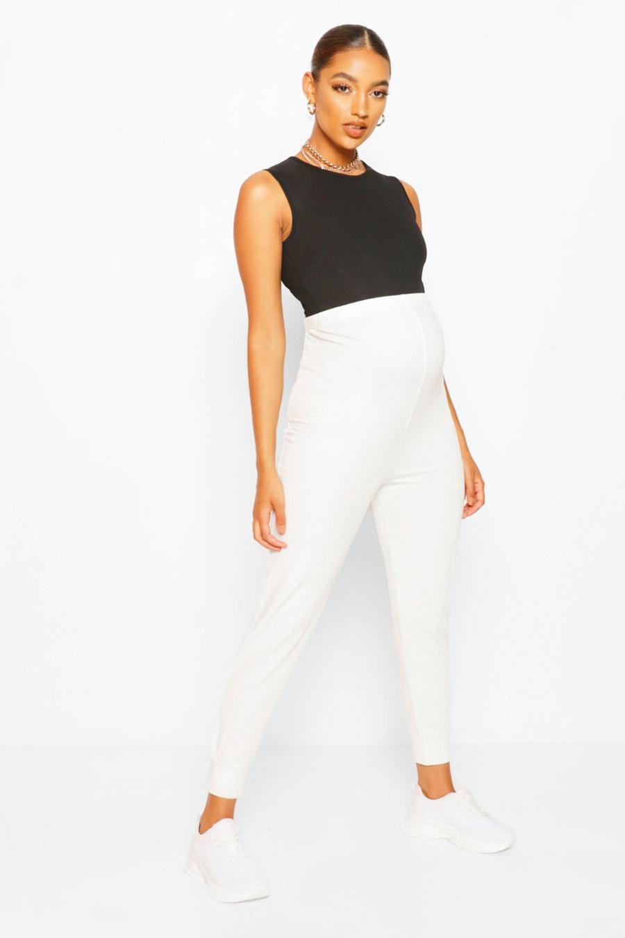 White Maternity Loopback Joggers image number 1