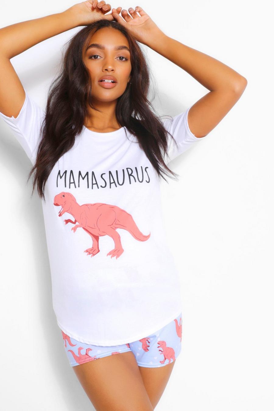 Set premaman con pantaloncini del pigiama e stampa “Mamasaurus” image number 1