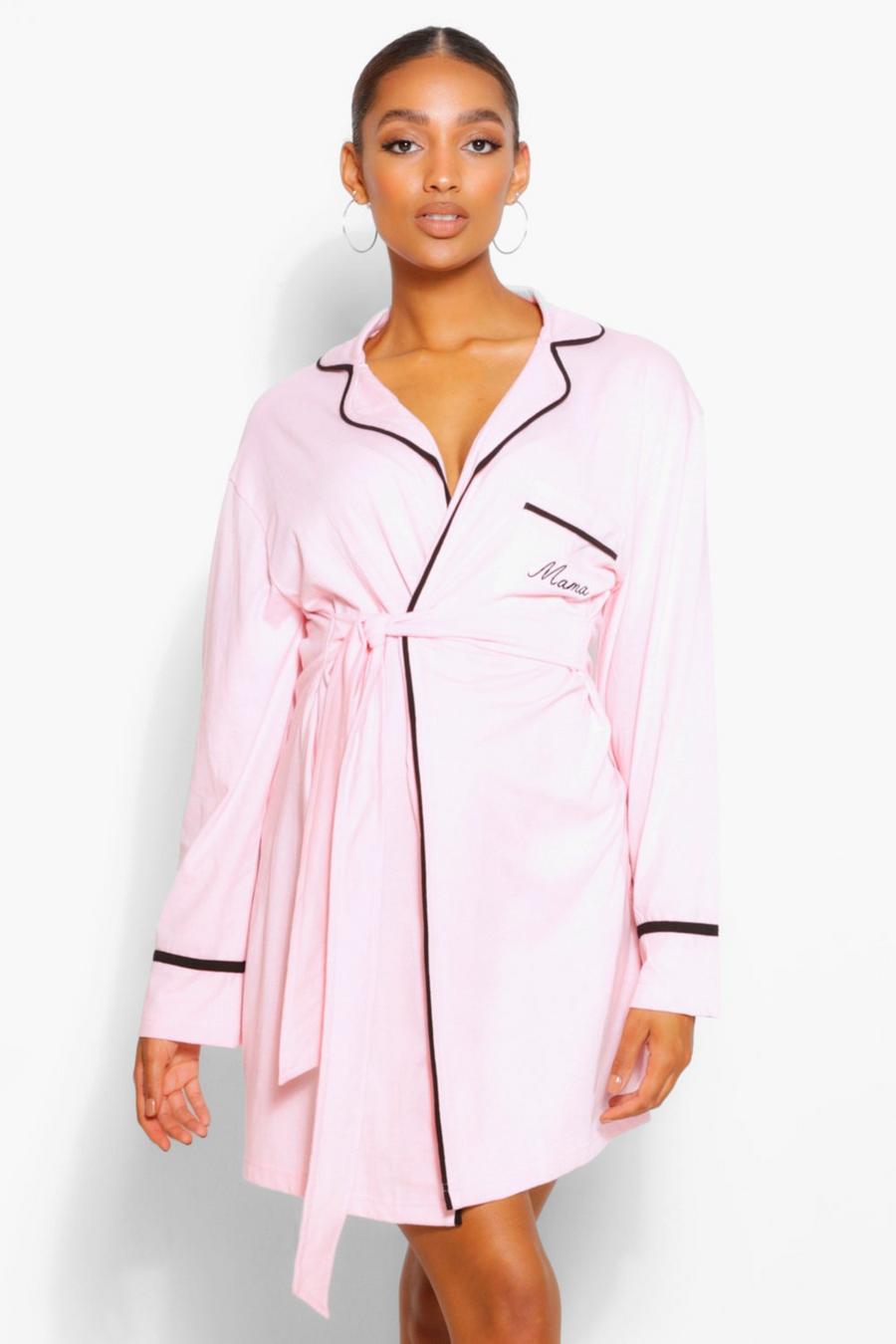 Rose Maternity Mama Pipe Detail Dressing Gown image number 1