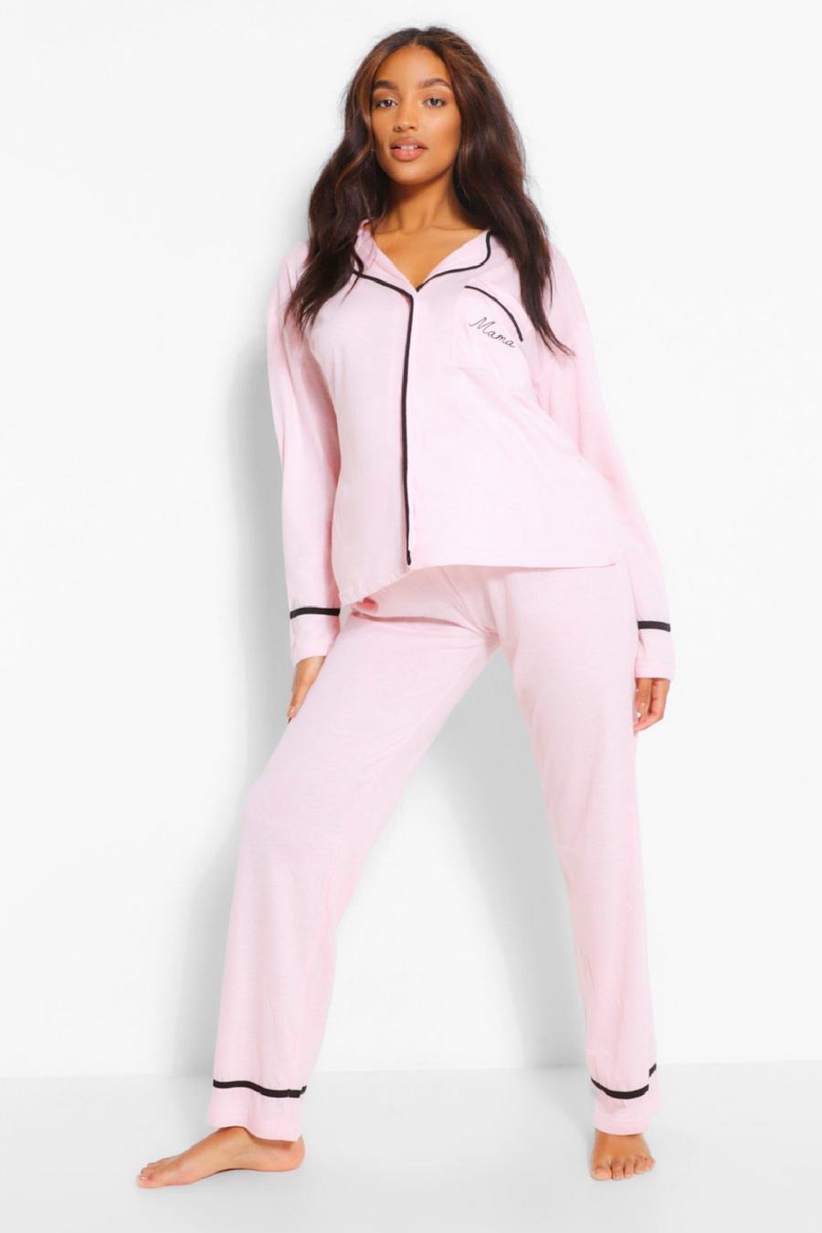 Umstandsmode Mama Pyjama-Set mit Detail, Rosé pink