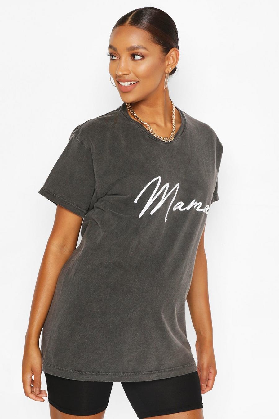 Charcoal Mammakläder - "Mama" Stentvättad t-shirt med slogan image number 1
