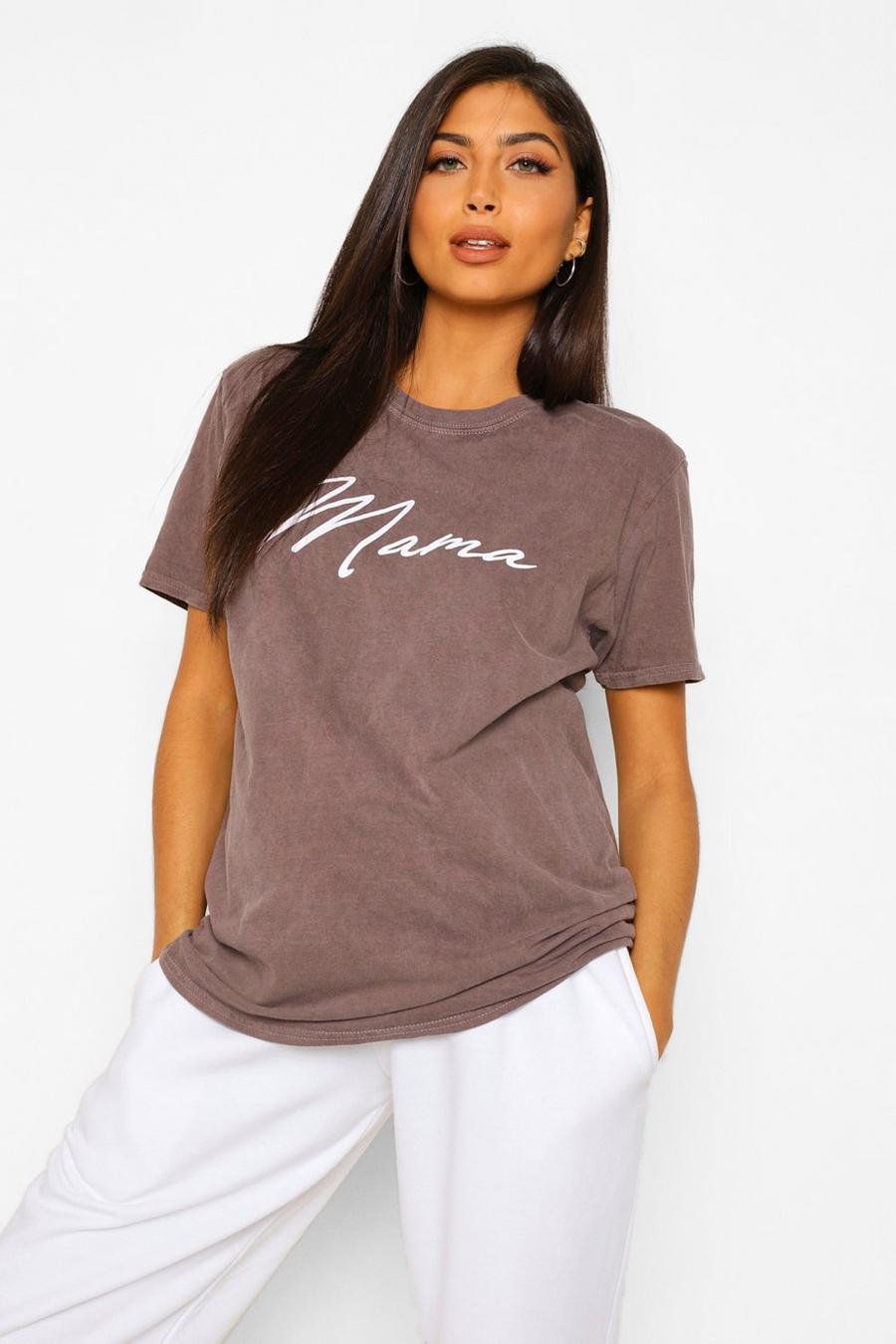 Chocolate Maternity Acid Wash Mama Graphic T-Shirt image number 1