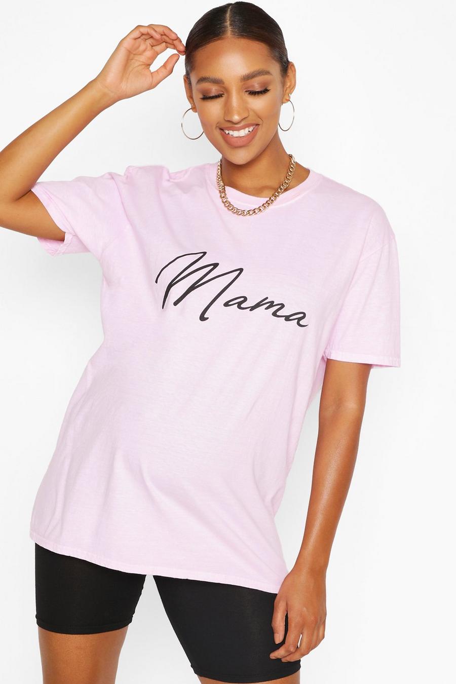 T-shirt premaman con scritta “Mama” lavaggio acido, Rosa pallido image number 1