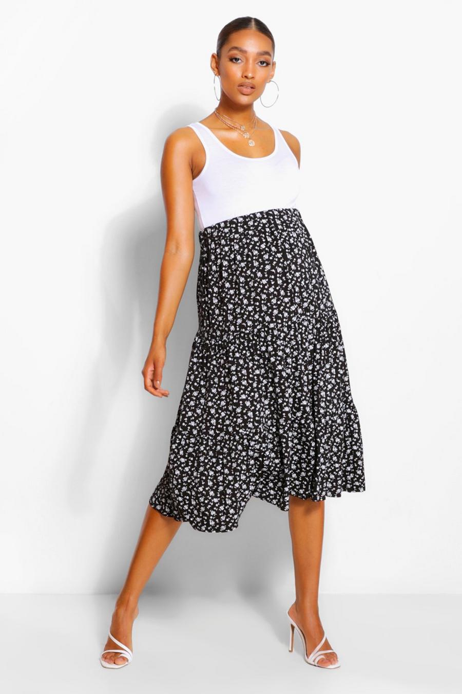Maternity Ditsy Floral Tiered Midi Smock Skirt image number 1