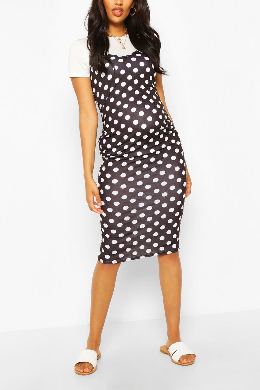 Maternity Polka Dot 2 In 1 Bodycon Dress image number 1