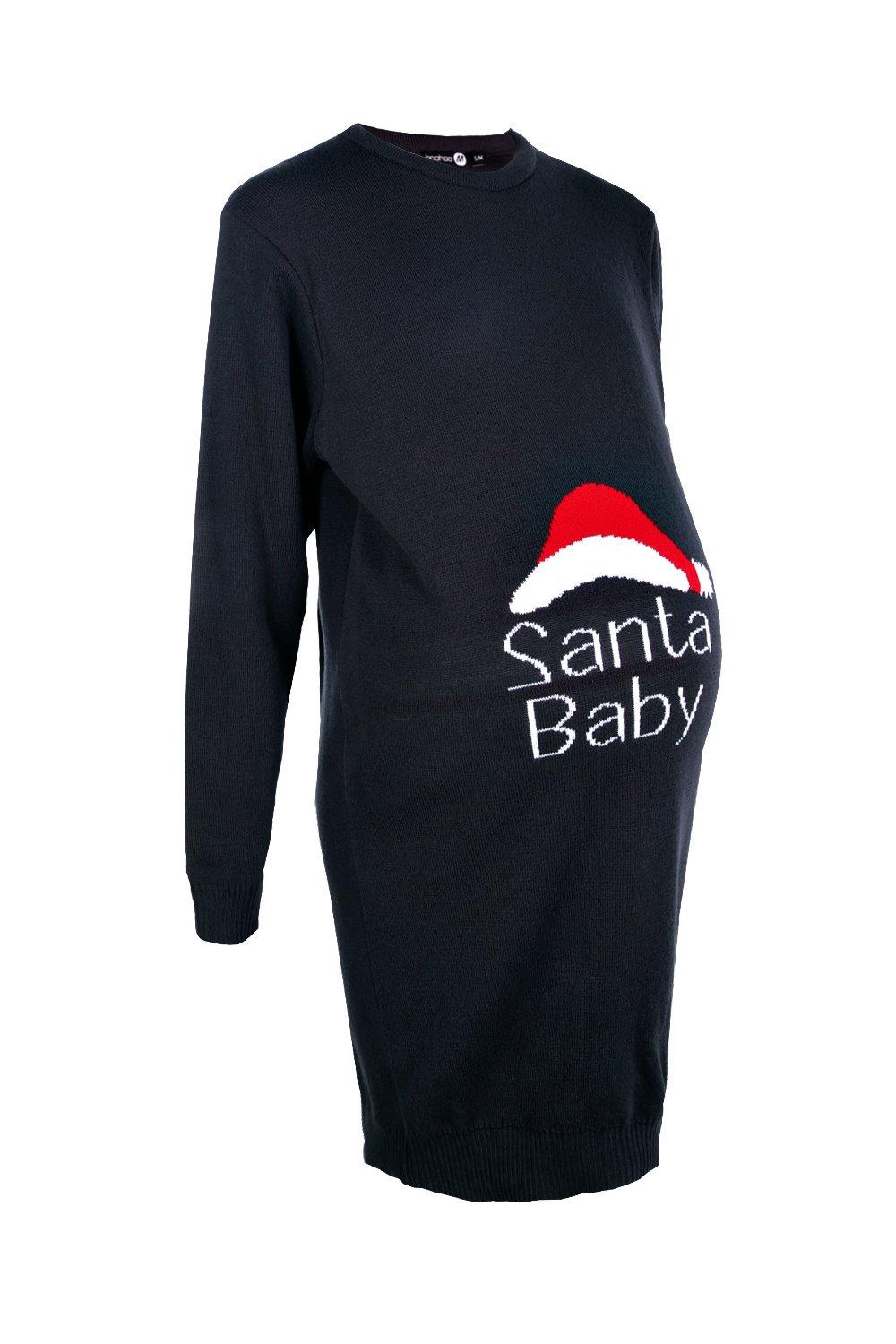 Maternity Santa Baby Christmas Jumper Dress boohoo NO