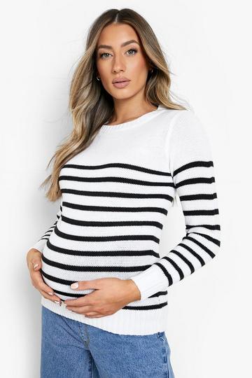 Maternity Stripe Crew Neck Jumper multi