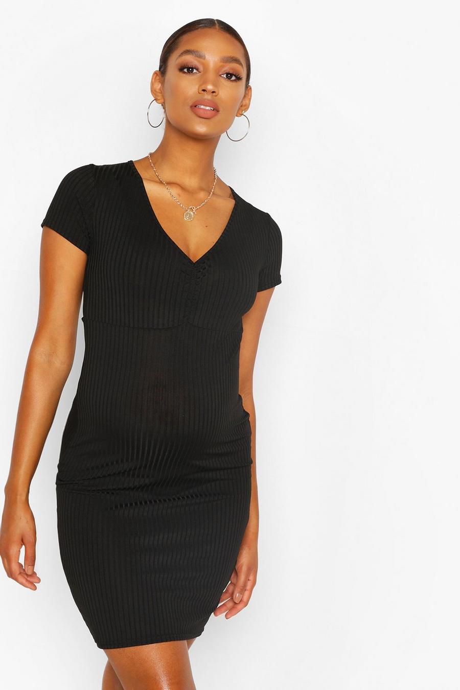 Maternity Ruched Front Midi Bodycon Dress image number 1