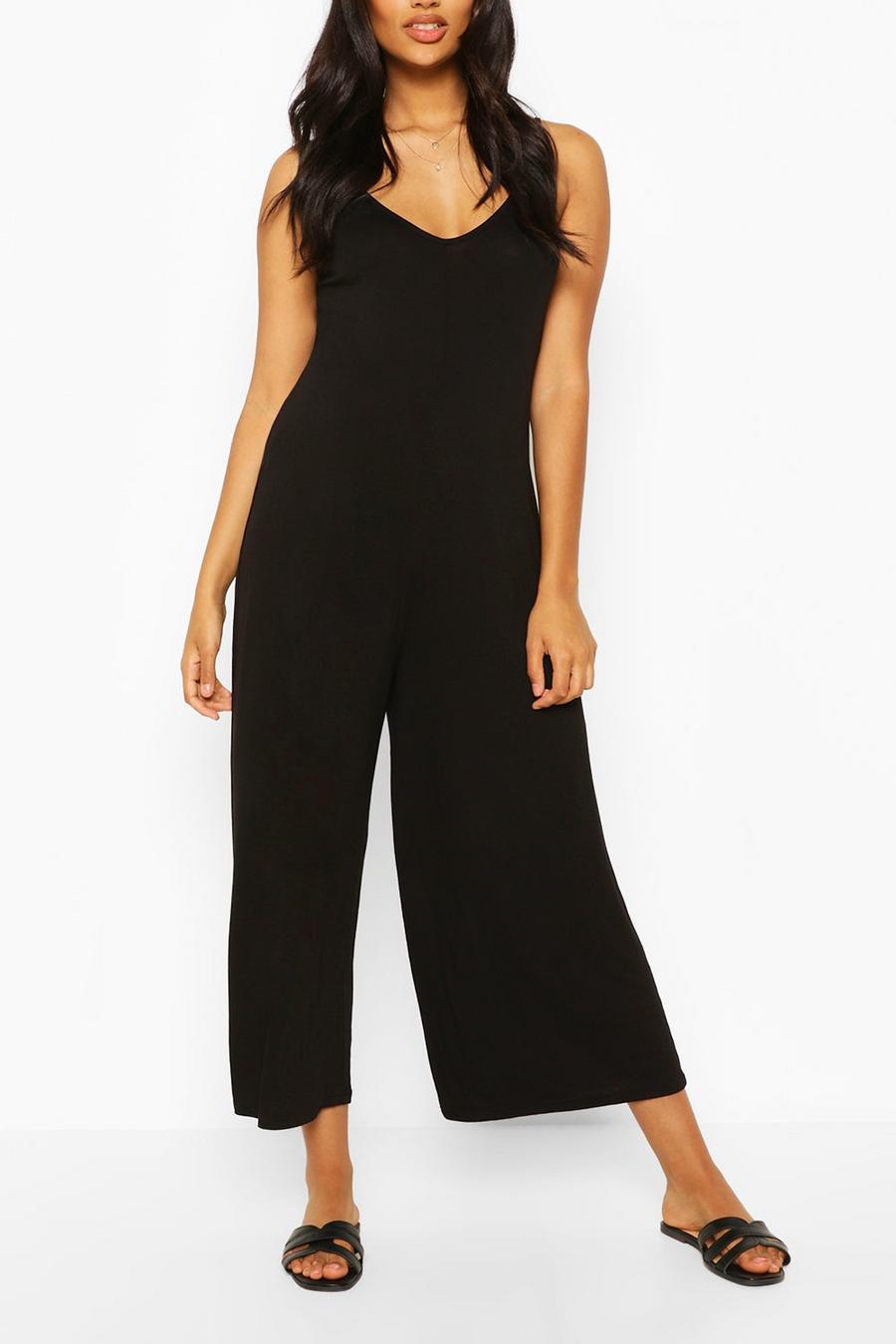 Black Maternity Slouchy Strappy Jumpsuit image number 1