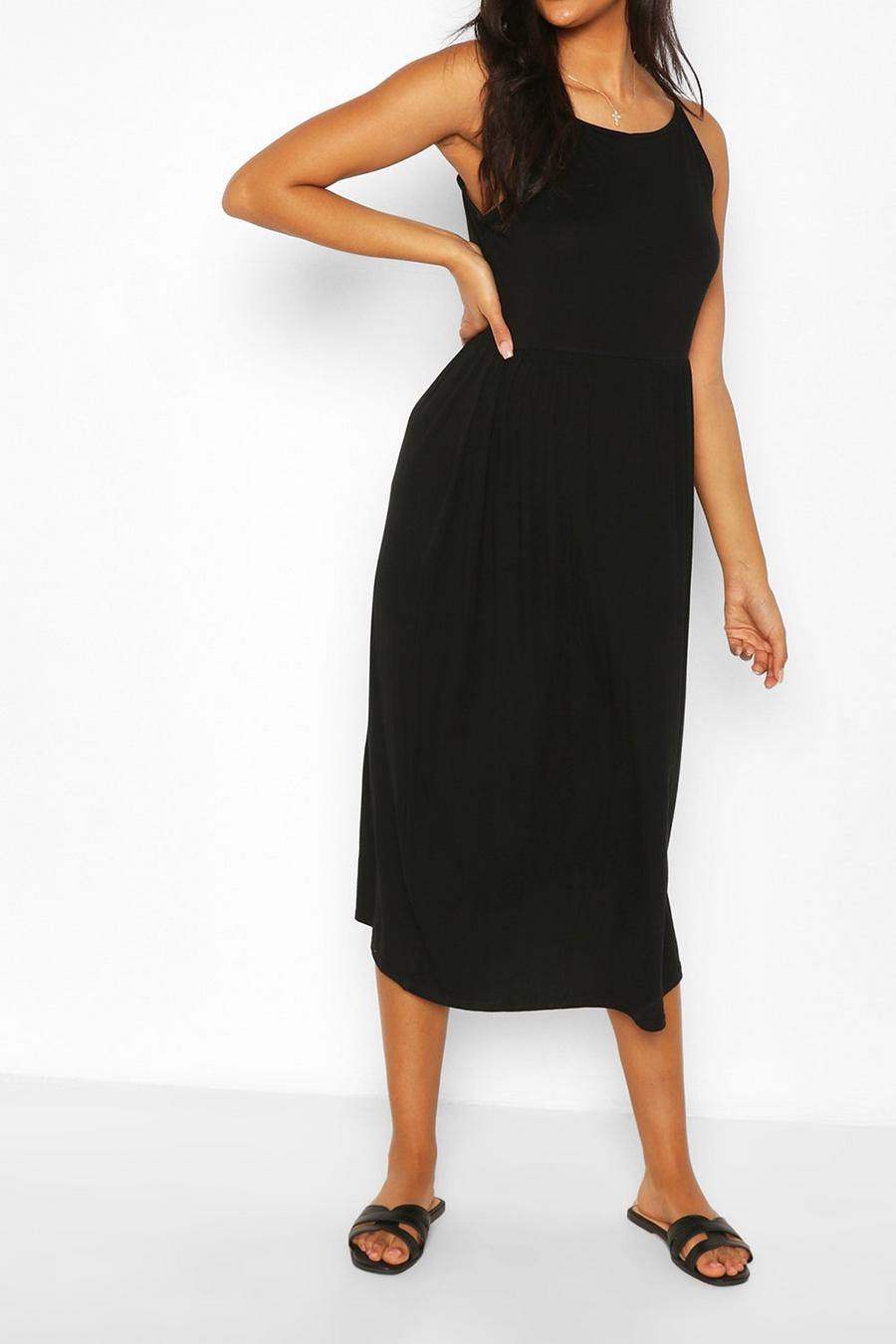 Black Mammakläder - Knälång smockklänning med smala axelband image number 1