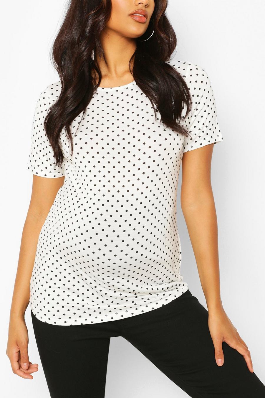 White Maternity Polka Dot T-shirt image number 1