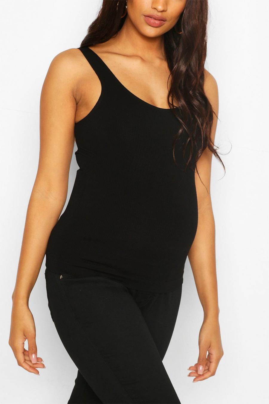 Black Maternity Seamless Vest image number 1