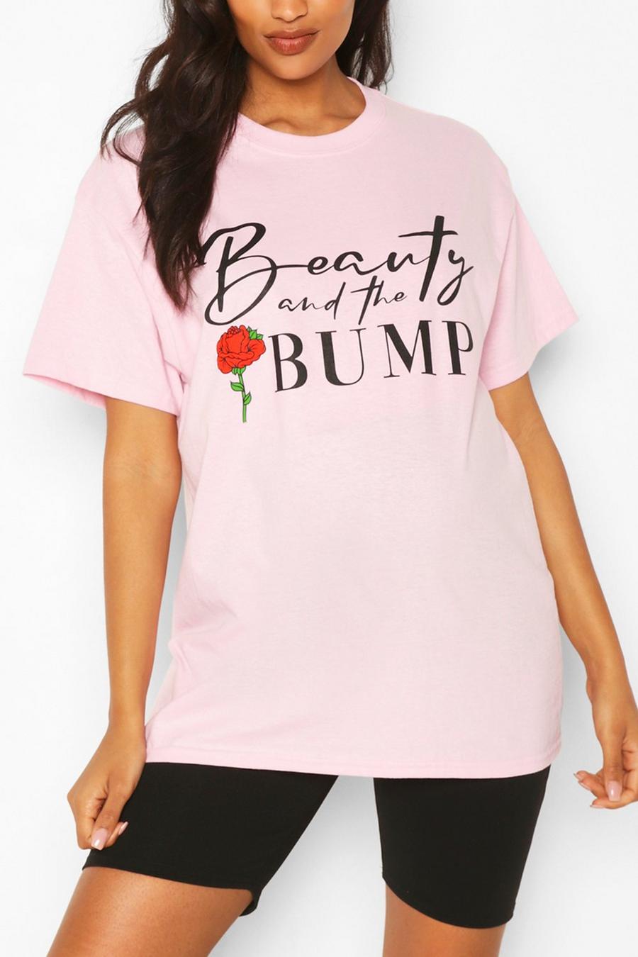 T-shirt premaman con scritta “Beauty and the Bump”, Rosa image number 1