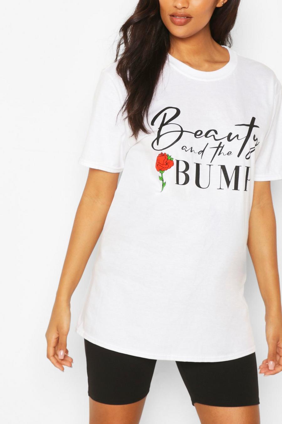 T-shirt premaman con scritta “Beauty and the Bump”, Bianco image number 1