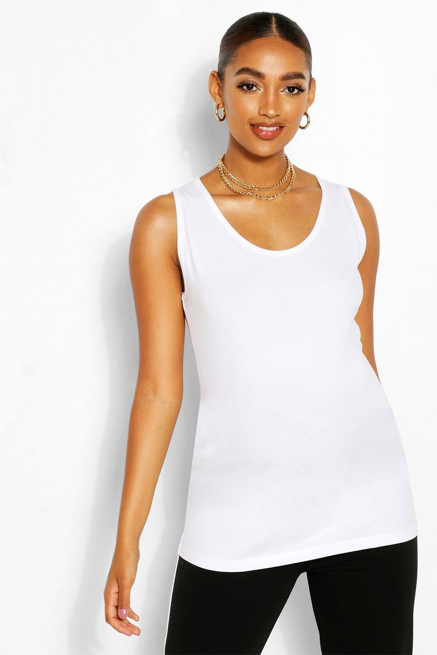 White Black Maternity Scoop Neck Tank Top image number 1